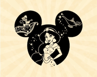 Princess Jasmine Svg, Disneyland Svg, Aladdin Svg, Vinyl Cut File, Svg, Pdf, Jpg, Png, Ai Printable Design File