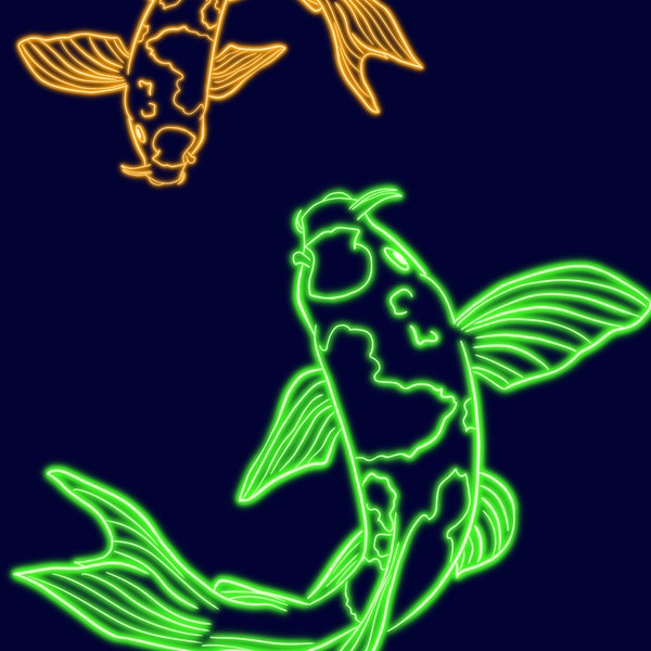 Butterfly Koi, digital, neon