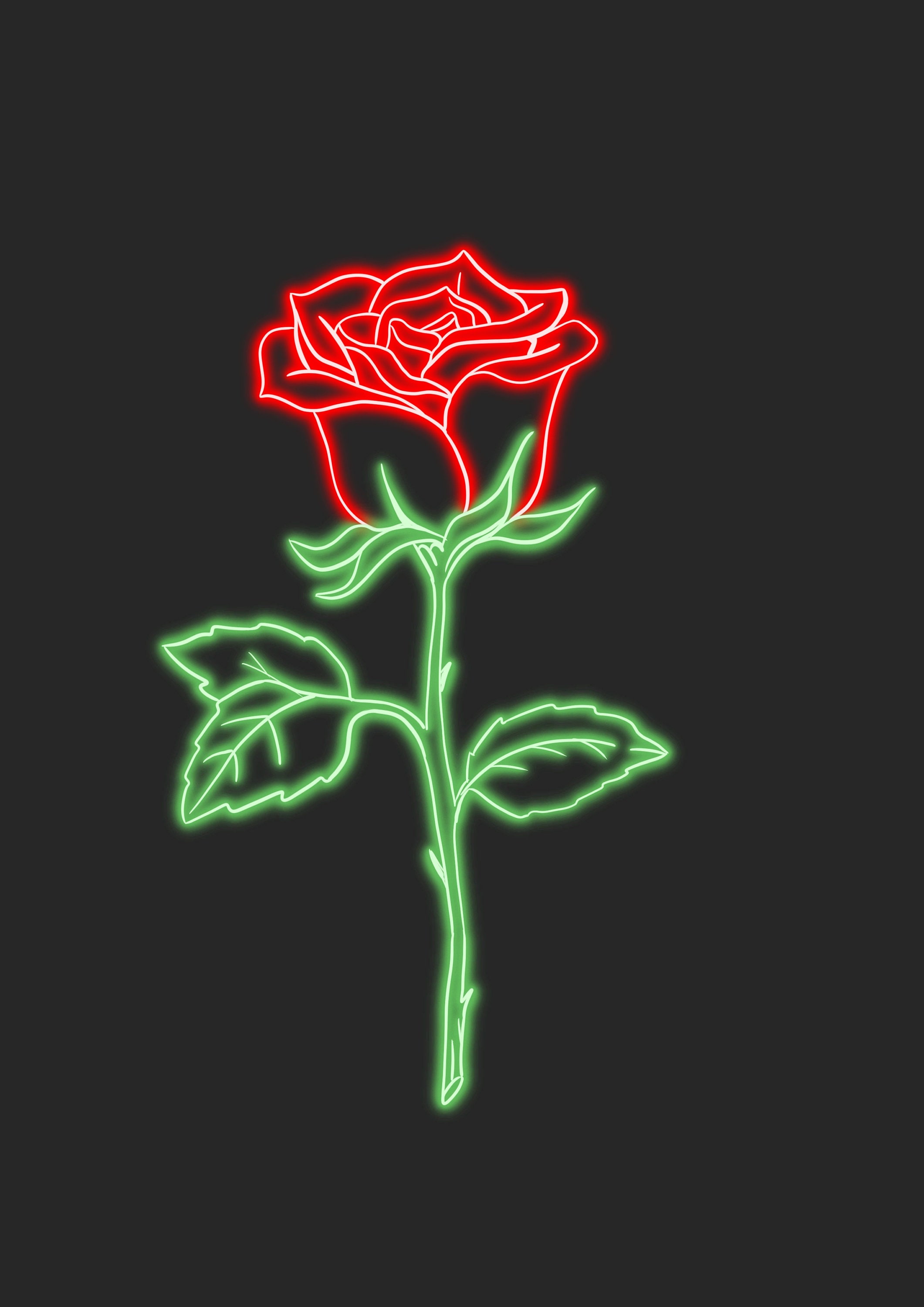 Neon Rose, Printable Etsy