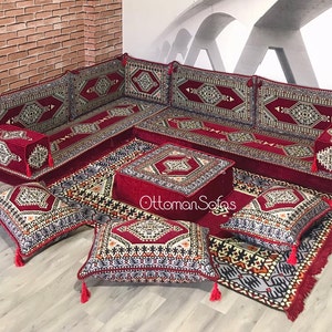 L Shaped Arabic Floor Seating Sofa Set,L Shaped Bench,L Shaped Corner Sofa,Sectional Sofa,Moroccan Sofa,Floor Couch,Arabic Majlis,Jalsa