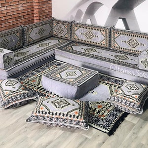 8'' L Shaped Arabic Floor Seating Sofa Set,L Shaped Bench,L Shaped Corner Sofa,Sectional Sofa,Moroccan Sofa,Floor Couch,Arabic Majlis,Jalsa