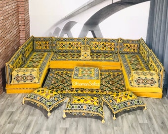 8'' U Shaped Arabic Sofa Set,U Shaped Bench,Arabic Majlis Seating,Corner Sofa Seating,Floor Cushion Couch,Sectional Sofa,Moroccon Sofa Set