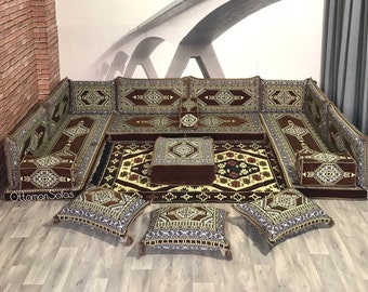 U Shaped Moroccan Sofa Set,Arabic Sofa Floor Seating Set,Floor Pillow,Sectional Sofas,Arabic Majlis,Floor Cushion,Corner Sofa Set,Futon Sofa