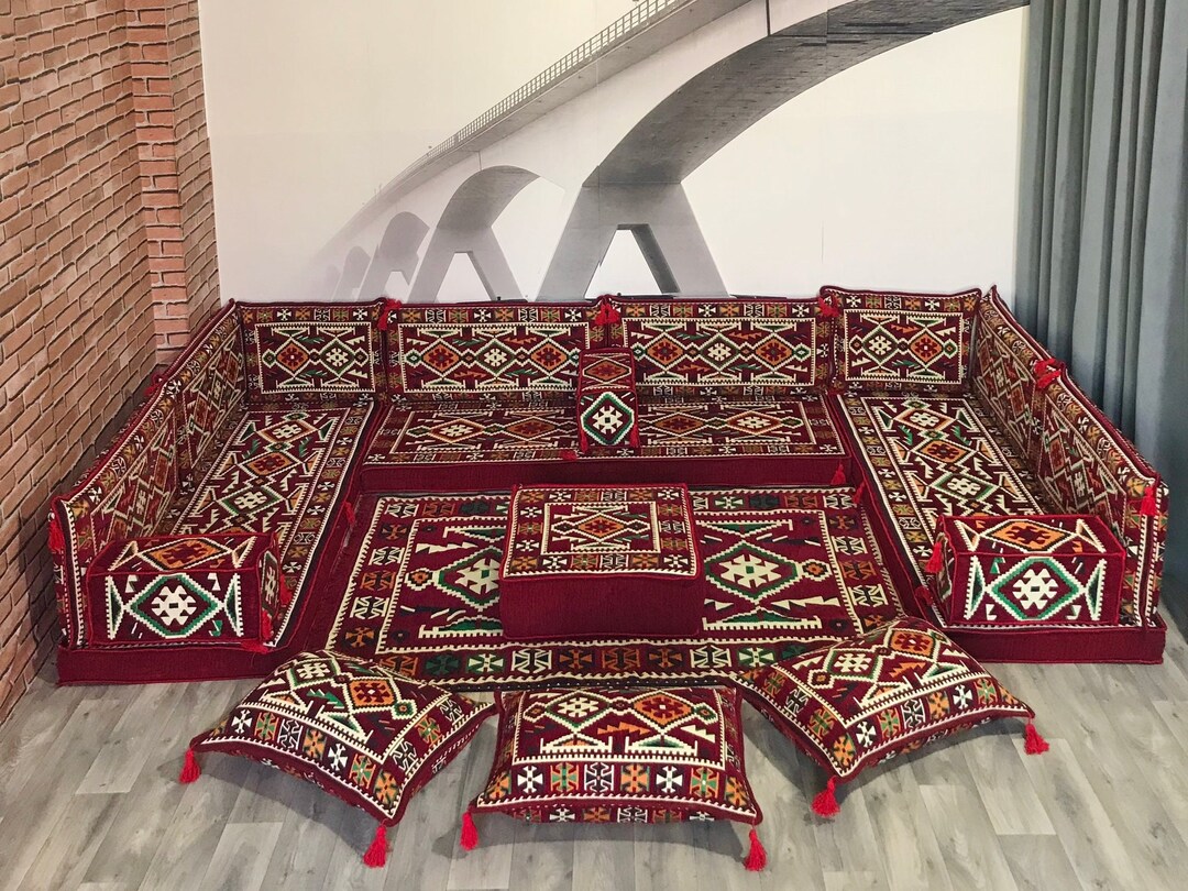 U Shaped Moroccan Sofa Set,arabic Sofa Floor Seating Set,floor Pillow