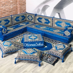 8'' L Shaped Arabic Floor Sofa Set,Corner Sofa,Floor Pillow Seating,Sectional Sofa,Moroccan Decor,Floor Couch,Arabic Majlis,Ottoman Couch