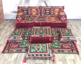 8'' Maroon tradizionale seduta a pavimento, divani da giardino, Majlis arabo, divani da lettura, copridivani, cuscino marocchino, cuscino da pavimento etnico