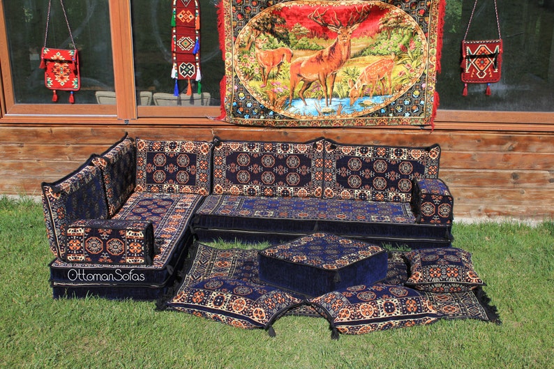 8'' L Shaped Arabic Floor Seating Sofa Set,L Shaped Bench,L Shaped Corner Sofa,Sectional Sofa,Moroccan Sofa,Floor Couch,Arabic Majlis,Jalsa image 6