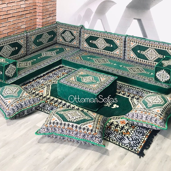 L Shaped Arabic Floor Seating Sofa Set,L Shaped Bench,L Shaped Corner Sofa,Sectional Sofa,Moroccan Sofa,Floor Couch,Arabic Majlis,Jalsa