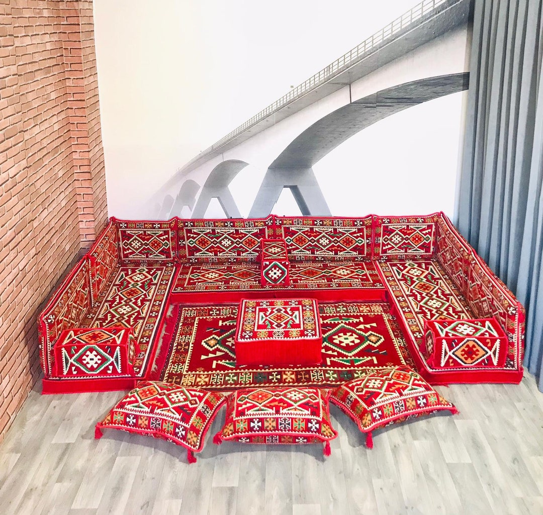 U Shaped Moroccan Sofa Set,arabic Sofa Floor Seating Set,floor Pillow