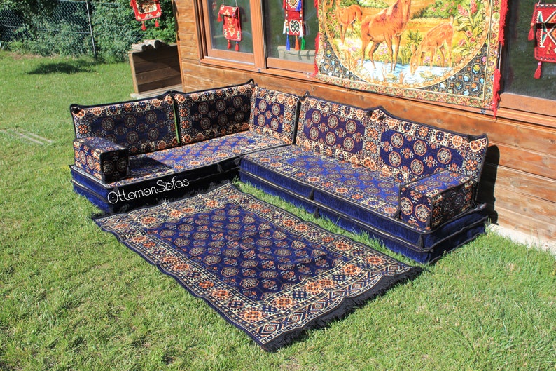 8'' L Shaped Arabic Floor Seating Sofa Set,L Shaped Bench,L Shaped Corner Sofa,Sectional Sofa,Moroccan Sofa,Floor Couch,Arabic Majlis,Jalsa image 3