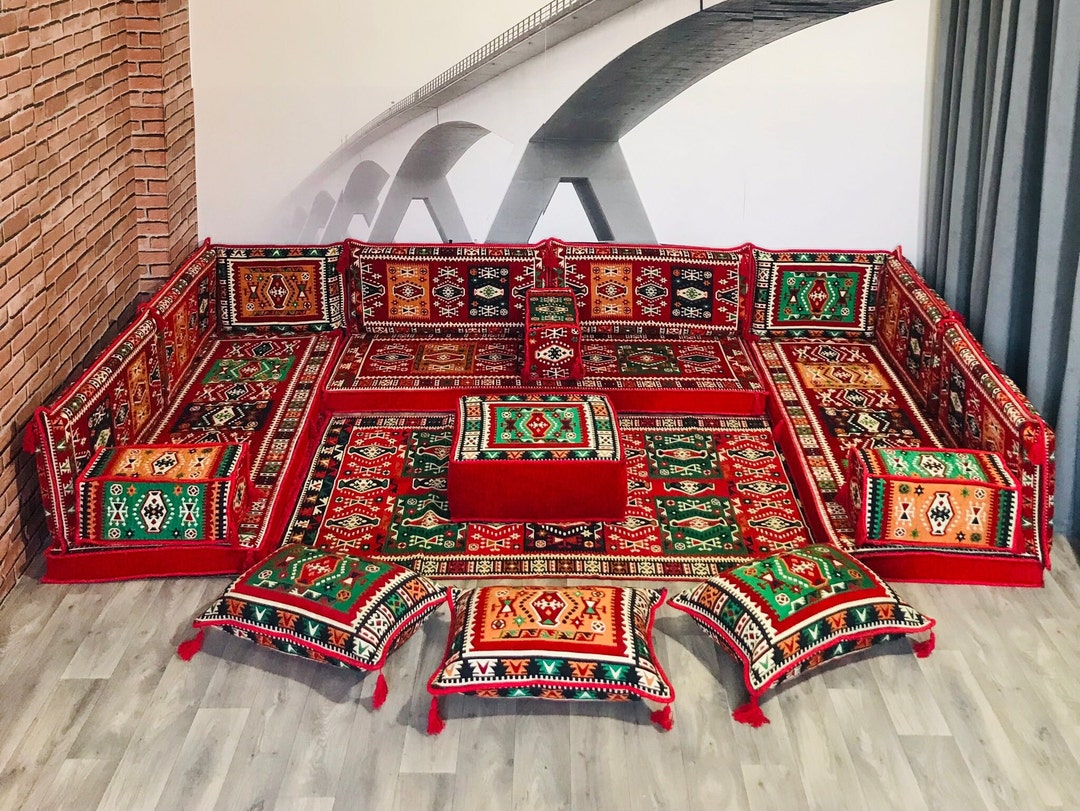 U Shaped Moroccan Sofa Set,arabic Sofa Floor Seating Set,floor Pillow