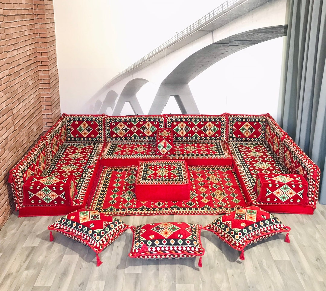 U Shaped Moroccan Sofa Set,arabic Sofa Floor Seating Set,floor Pillow