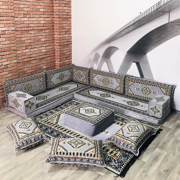 L Shaped Arabic Floor Seating Sofa Set,L Shaped Bench,L Shaped Corner Sofa,Sectional Sofa,Moroccan Sofa,Floor Couch,Arabic Majlis,Jalsa