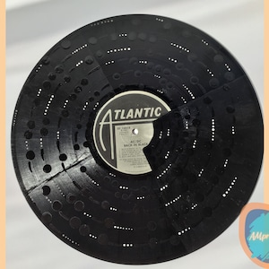 Hand Painted Vintage Vinyl Record Art, Morse Code AC/DC&#39;s &quot;Back in Black&quot; Album, Upcycled Art, Unique Wall Hanging