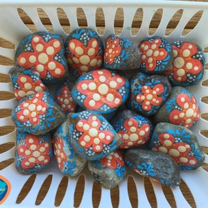Painted Starfish Rocks, Small Painted Starfish Rocks,  Sets of 5 Painted Rocks