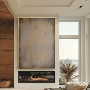 Brown Minimalist Abstract Oil Painting – Soft Neutral Tones for Modern Home Decor – Textured Wabi Sabi Wall Art for Living Room, Bedroom