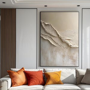 Organic Textured Neutral Oil Painting, Beige Minimalist Wall Art, Modern Abstract Wabi Sabi Wall Art for Tranquil and Elegant Home Interiors
