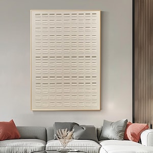 Minimalist 3D Textured Wall Art Large Vertical Modern Abstract Oil Painting on Canvas Neutral Beige Wabi Sabi Wall Art for Living Room Decor