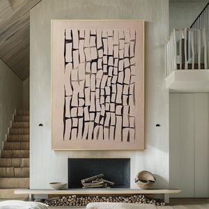 Minimalist Beige and Black Wall Art, Abstract Textured Oil Painting on Canvas, Wabi Sabi Wall Art, Large Modern Livingroom Home Wall Decor