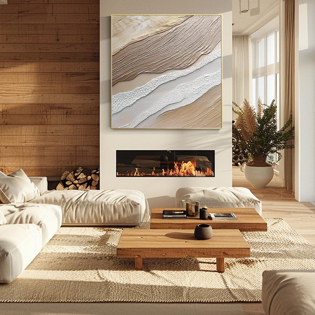 Boho Abstract Beach Wall Art for Living Room, Neutral Canvas Wall ...