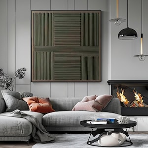 Grande peinture à l'huile abstraite de texture verte, art mural vert Wabi Sabi, décoration murale 3D verte, peinture minimaliste verte, art mural Japandi, décoration d'intérieur