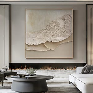 Abstract Beige Textured Wall Art, Large 3D Canvas Painting Natural Minimalist Design Earthy Tones Home Décor, Elegant Contemporary Art Piece