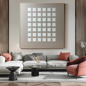 Geometrisches abstraktes Ölgemälde, moderne minimalistische Wandkunst, strukturierte Gitter-Leinwandkunst, zeitgenössische Wabi Sabi Wanddekoration, einzigartiger Wohnakzent