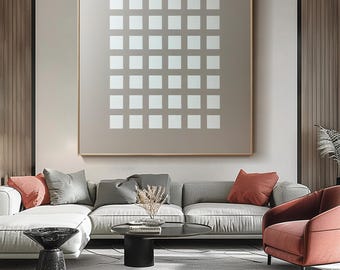 Geometric Abstract Oil Painting, Modern Minimalist Wall Art, Textured Grid Canvas Art, Contemporary Wabi Sabi Wall Decor, Unique Home Accent