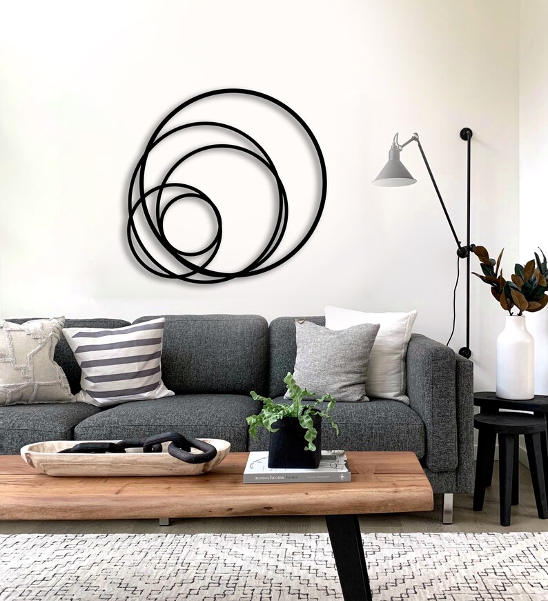 Metal Circles Wall Decor Abstract Metal Wall Art Large Metal Etsy