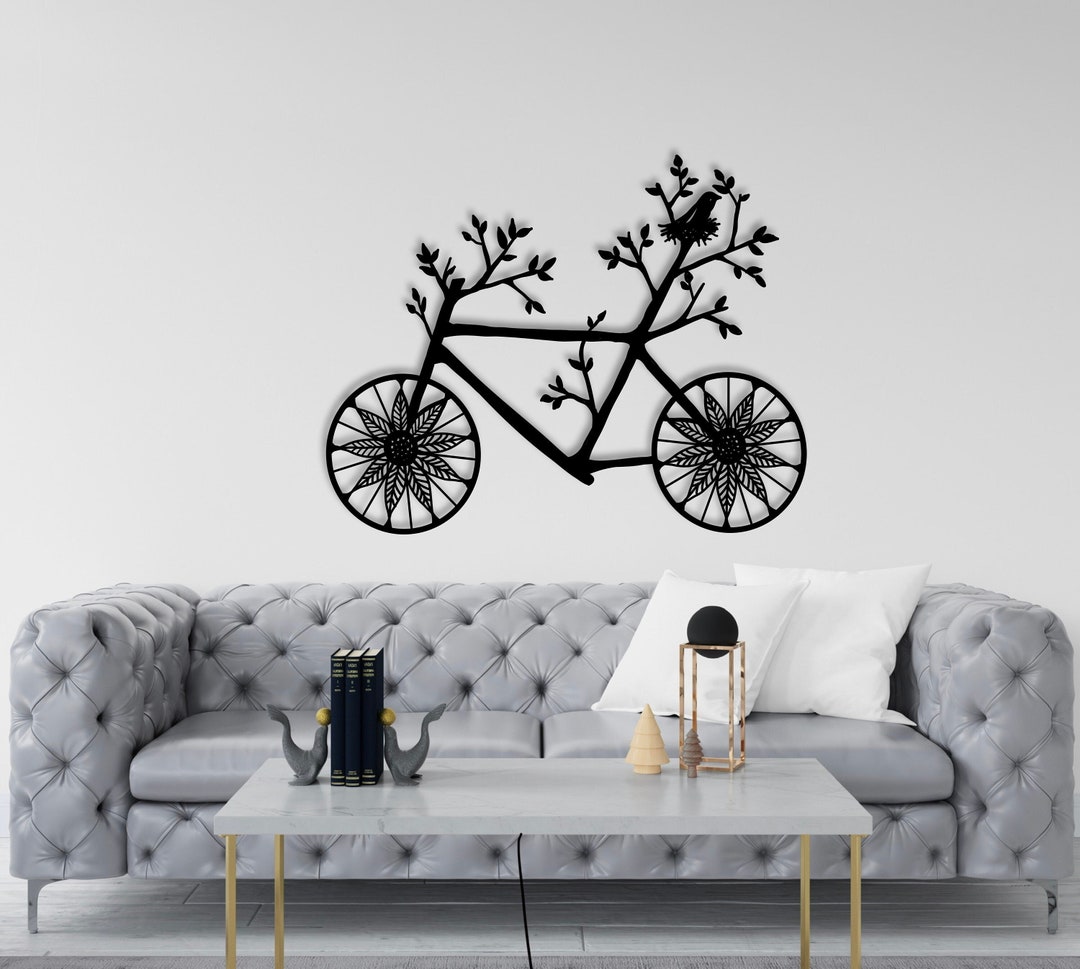Metal Bicycle Wall Art, Tree Brunch Metal Wall Decor, Gift for Cyclists, Bike Lover Gifts for