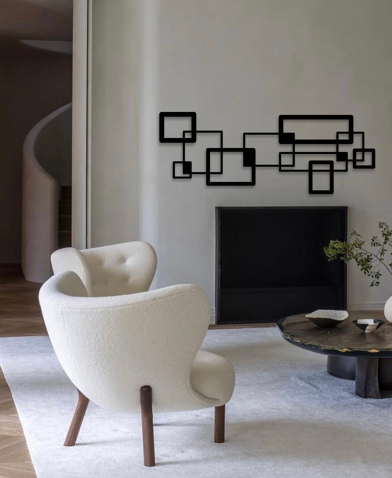 Geometric Metal Wall Art, Abstract Metal Wall Decor, Rectangle Wall