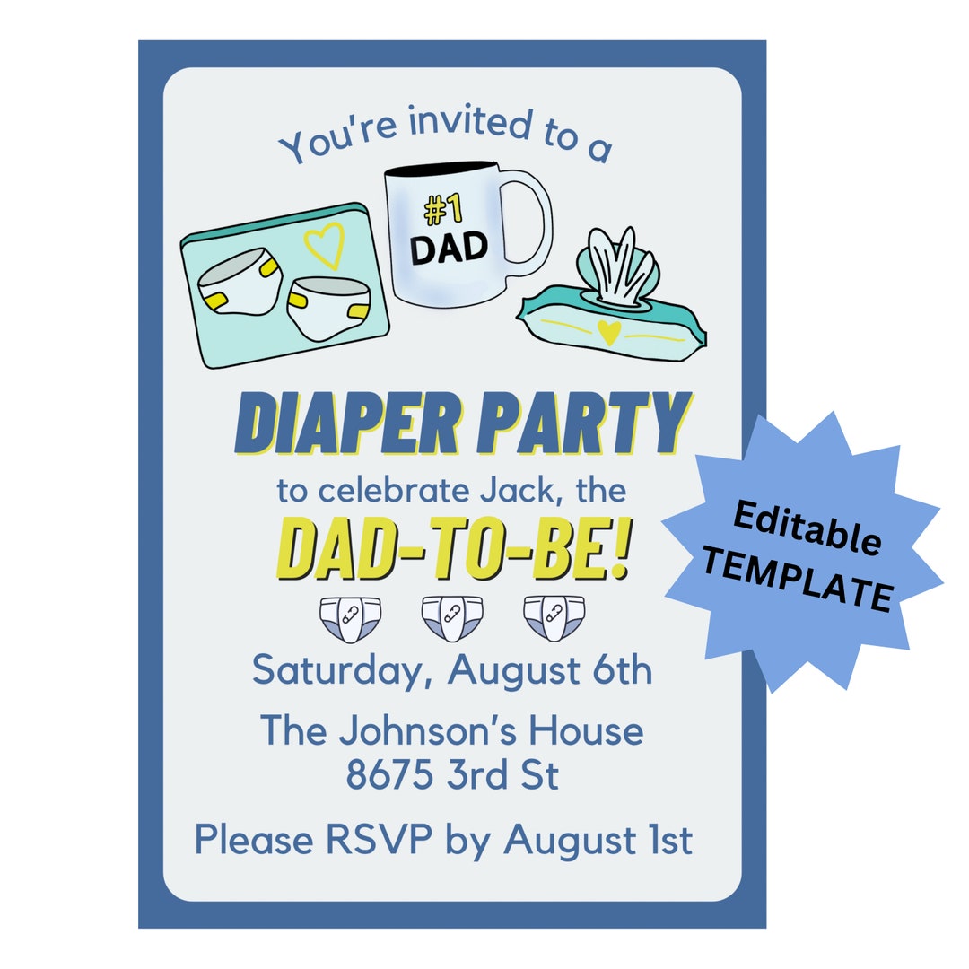 Digital Diaper Party Invitation Editable Text Template Etsy