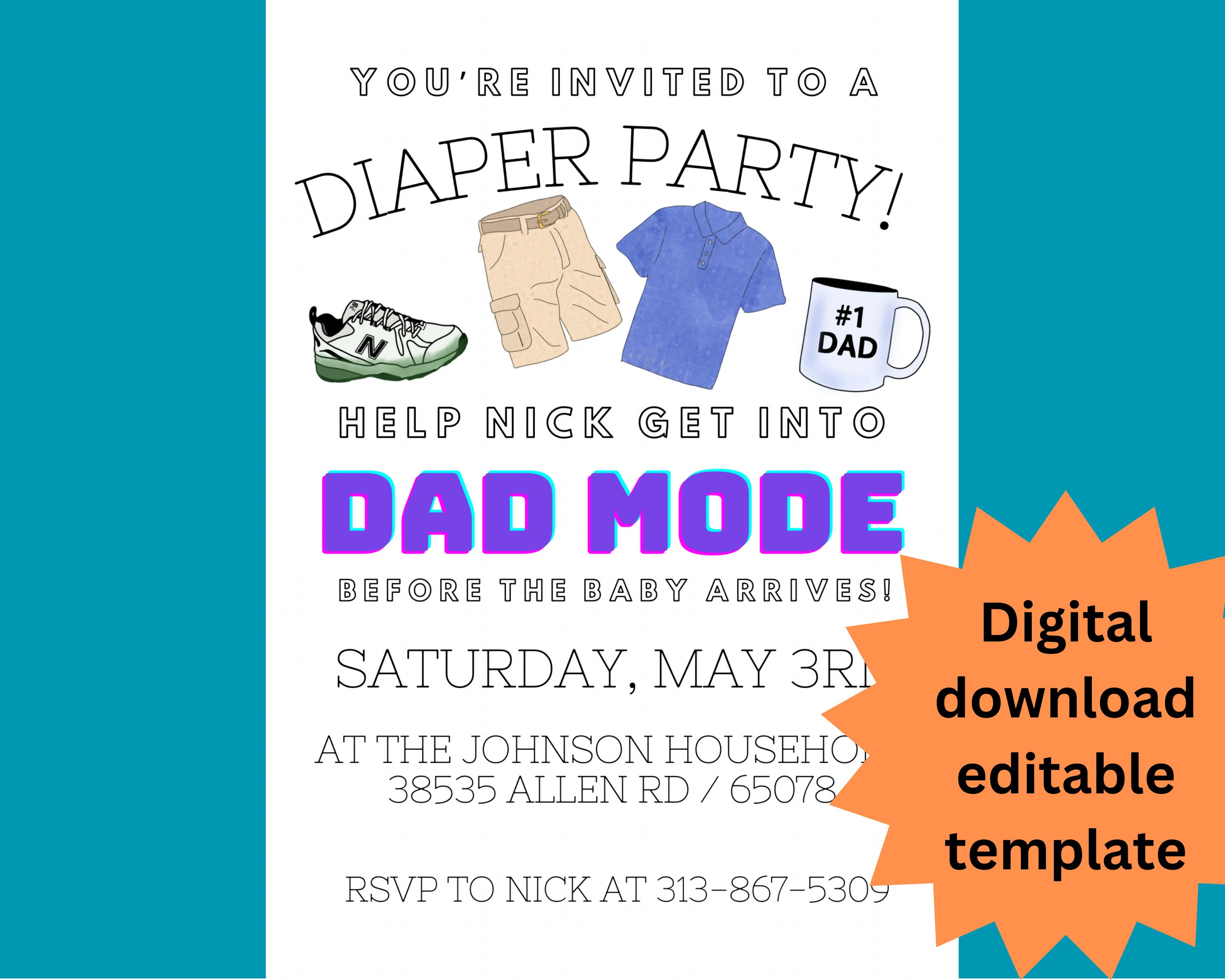 Digital Download Diaper Party Invitation Editable Text Template Etsy Digital Download Diaper Party Invitation Editable Text Template Etsy