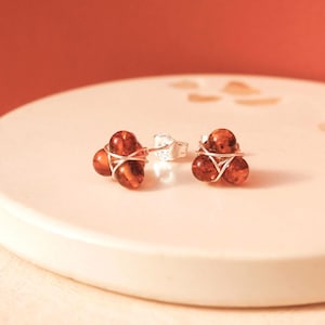 Dainty Baltic Amber Stud Earrings: Sterling Silver Trio, Handmade Jewellery Gift Wrapped