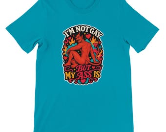 ハンサムな悪魔のTシャツ、「私はゲイではありません」