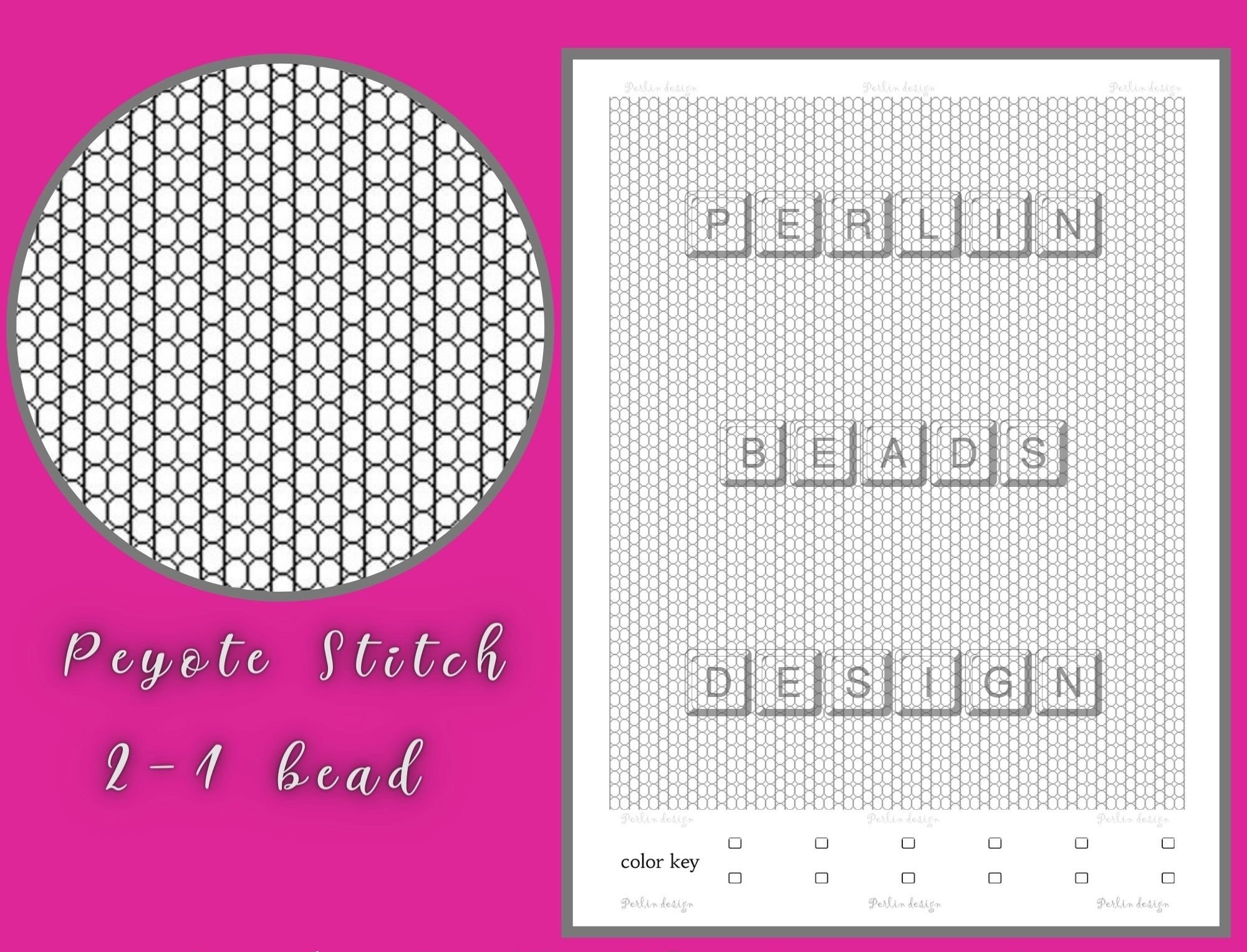 Peyote Stitch 5 Types of Pattern for Round Beads. Set of Graphic Paper ...