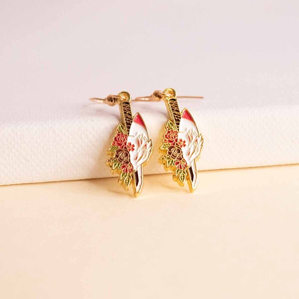 Katana Kitsune ~ Enamel Earrings