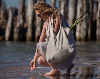 Oversized draagtas Stevige markttas Grote boodschappentas Ruime tas Linnen strandtas Elke dag draagtas Doordacht cadeau aan moeder zus