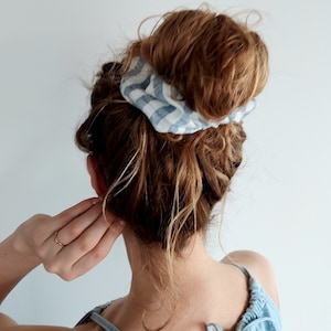 Oversized Linen Scrunchie XL Hair Elastic Large Linen Hair Tie Linen Fabric Scrunchie Extra Large  Minimalist Hair Accessories Cute Gift