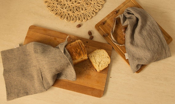 6 Pcs Linen Bread Bags Reusable Bread Bags for Homemade Bread Large  Drawstring Artisan Bread Storage Bags Loaves Pastries Bags Homemade Food  Storage