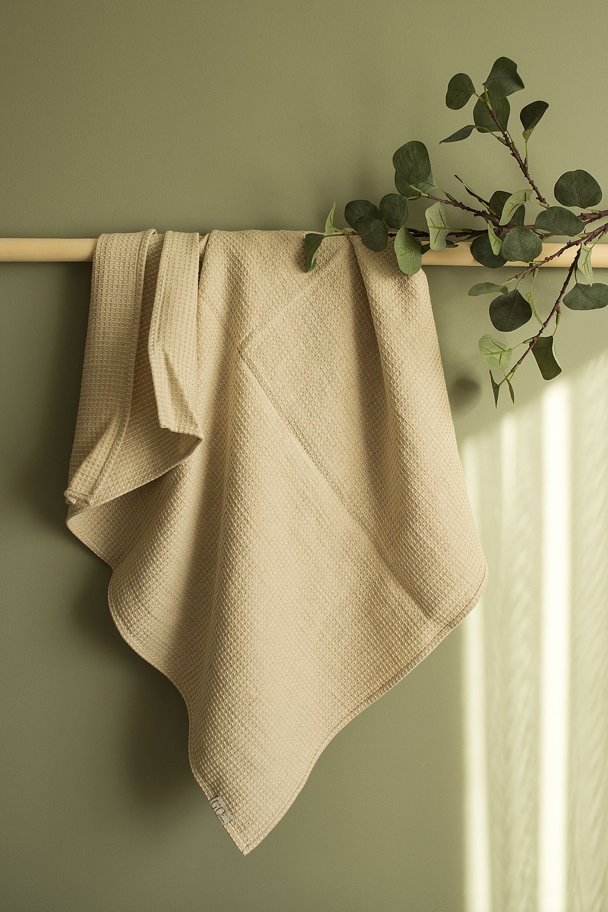 Linen Waffle Bath Towel, Cotton Hand Towels Set, Sauna SPA Sheet Towel,  Farmhouse Bath Towel With Hanging Loop, Eco Towel 