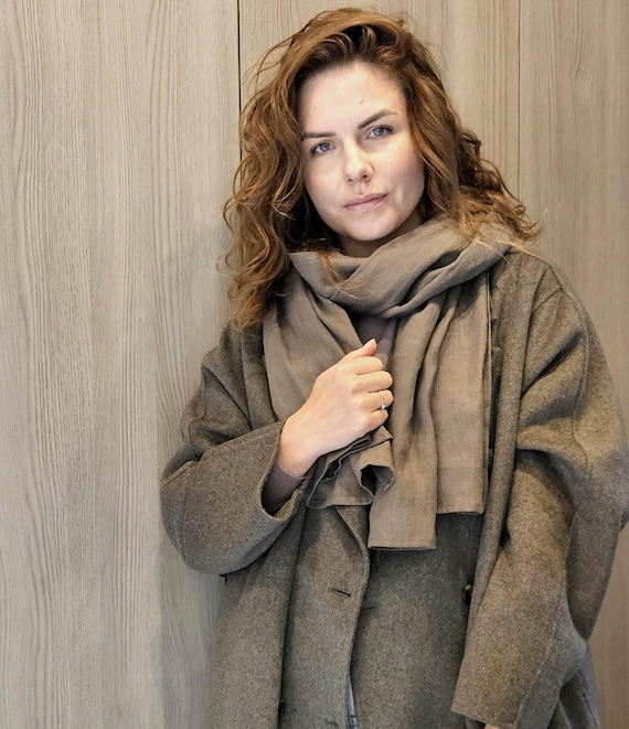 Natürlicher Leinen Schal Unisex Leinen Schal Leinen Schal für Frauen Männer Kleine Weihnachtsgeschenk Leinen Herbst Schal