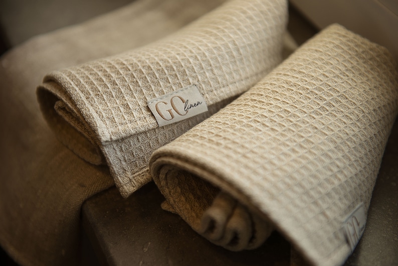 Linen Hand Towel With Loop Waffle Bath Towel Organic Linen Towels ...