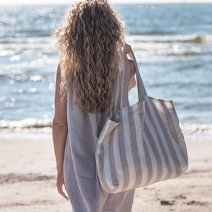 Oversized Tote Bag Sturdy Market Bag Large Shopping Bag Capacious Bag Linen Beach Bag Every Day Tote Bag Thoughtful Gift To Mom Sister image 7