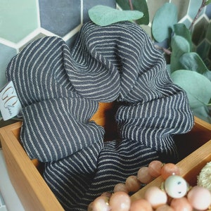 Oversized Scrunchie Hair Elastic Black Striped Hair Tie Minimalist Hair Accessories Beach Accessories Large Scruchie Small Gift Under 10 USD