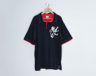 vintage y2k pepe jeans contrast stitched graphic polo - 2000s, red & black, streetwear, men's 3XL