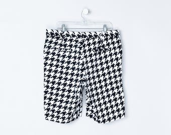 36" // vintage y2k houndstooth twill shorts - "loudmouth" - black & white, 2000s, ska, smash mouth style