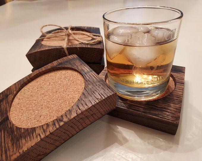 Sous-verres à whisky | Baril de Bourbon | Whisky Barrel Stave Coasters | Ensemble de montagnes russes | Décoration de bar | Cadeaux Bourbons | Cadeaux whisky