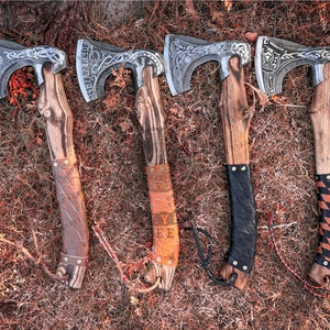 Benutzerdefinierte Smith Carbon Steel Wikinger Axt, personalisiertes Jubiläumsgeschenk für Ihn, Geburtstags und Hochzeitsgeschenk, handgeschmiedet, beste Ragnar-Axt-Äxte set of 4 axes