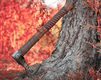 RAGNAR VIKING AXE Forged Camping Axe With Rose Woos Shaft, Viking Bearded Nordic, Best Gift For Him, Anniversary Gift For Men, Birthday Gift